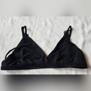 Lululemon Soft Bralette Size L Strappy Detail Logo Black